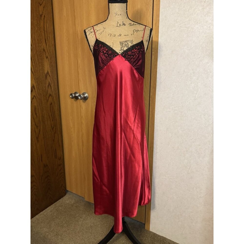 MORGAN TAYLOR Red Black Lace Slip Dress Sexy Romantic Y2k Coquette Feminine S